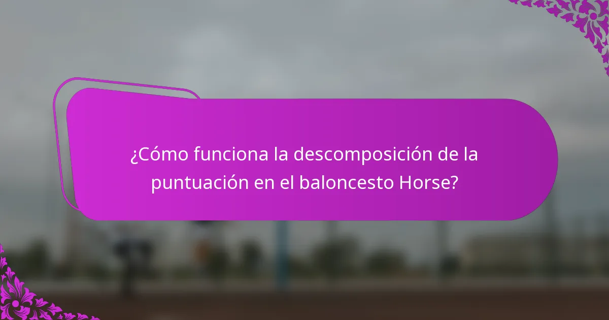 ¿Cómo funciona la descomposición de la puntuación en el baloncesto Horse?